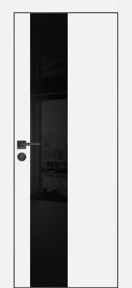 Межкомнатная дверь PX-6 черная кромка с 4-х ст. Белый матовый