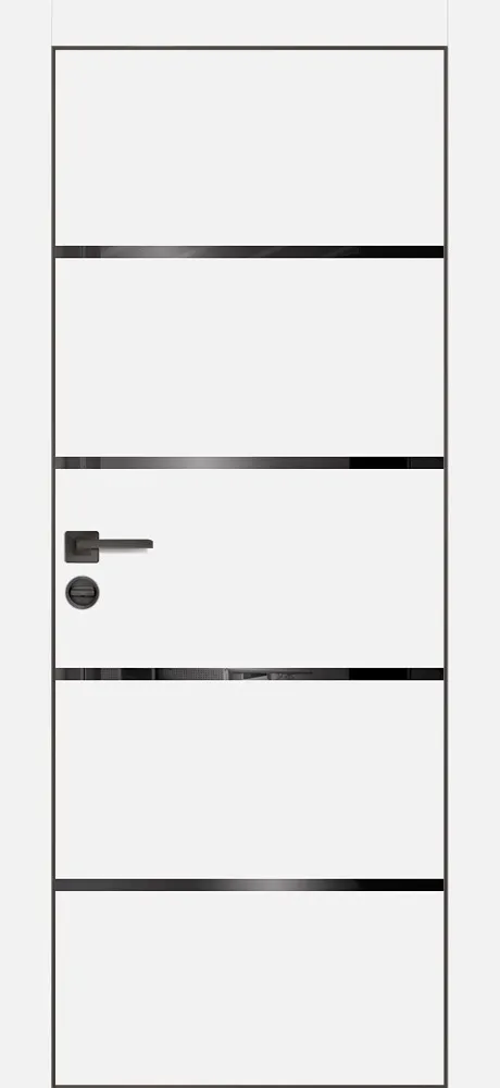 Межкомнатная дверь PX-17 черная кромка с 4-х ст. Белый матовый